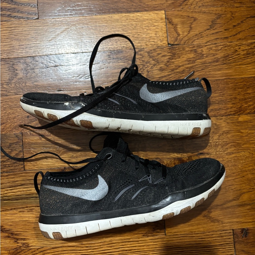 Black with orange glitter nike sneakers